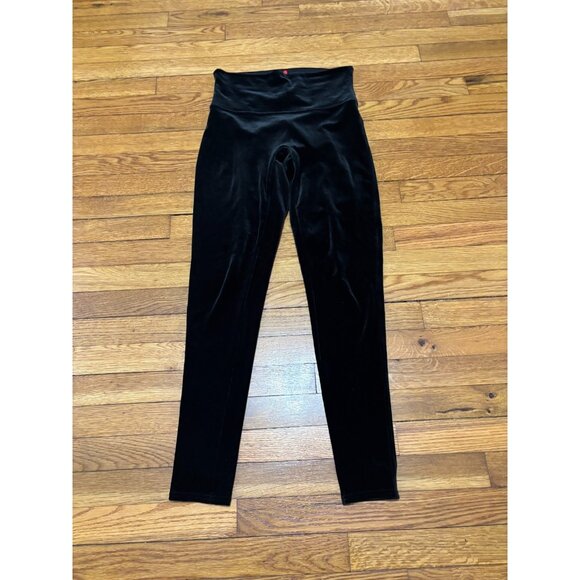 Spanx Womens Velvet Leggings Size Large Black High Rise Soft Cozy Stretch - Picture 1 of 5